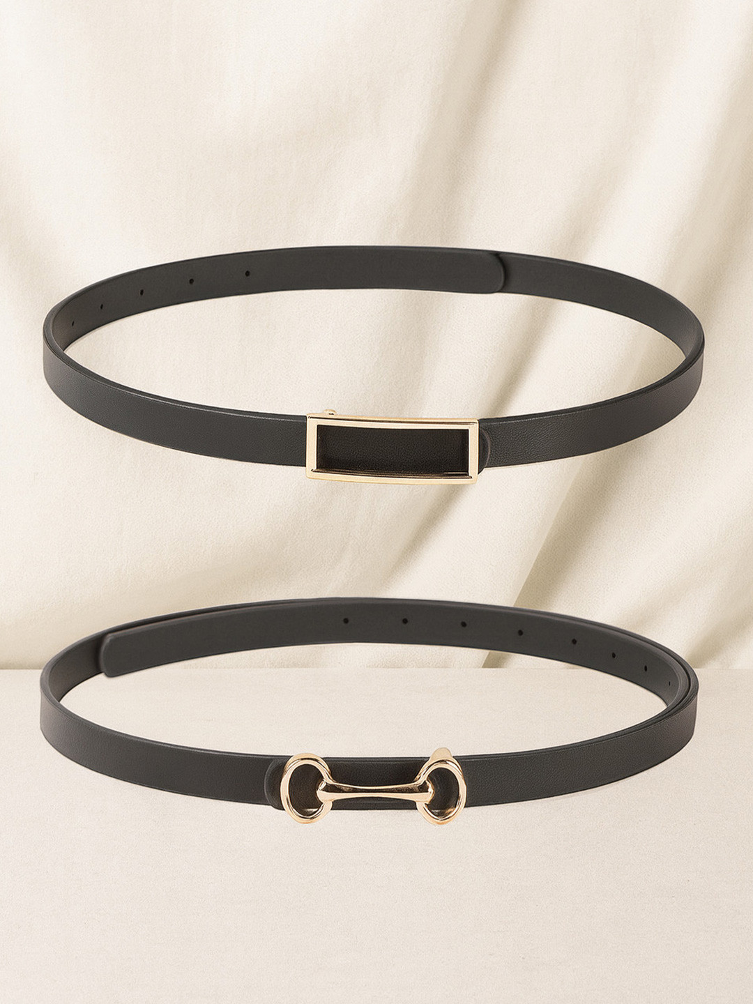 CRUSSET Womens Set Of 2 Vegan Leather Waist Belt For Casual Formal Wear