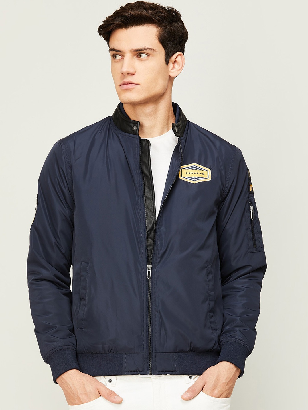 

Forca by Lifestyle Men Navy Blue SolidBomber Jacket