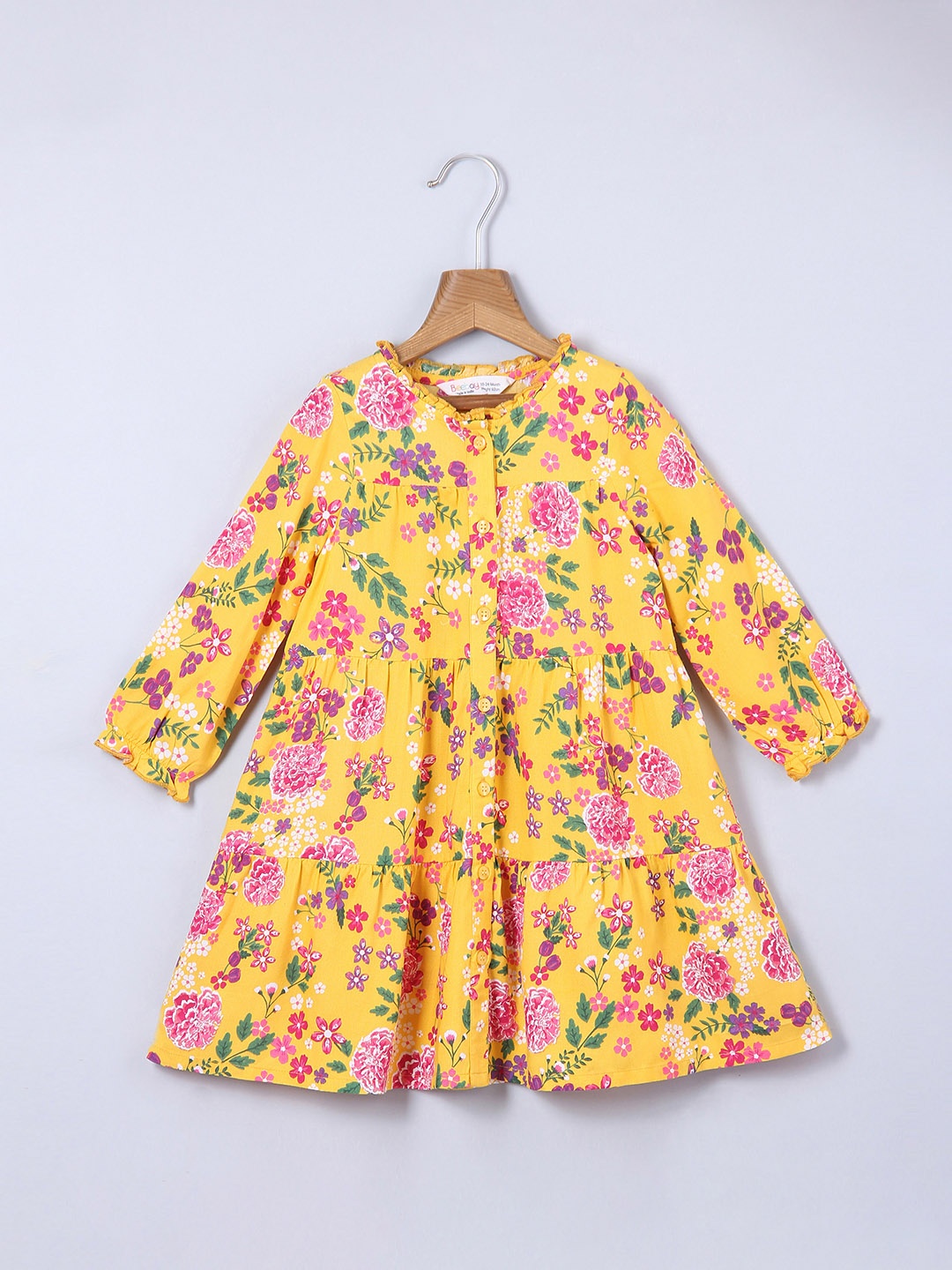 

Beebay Yellow Floral Printed Tiered Dress