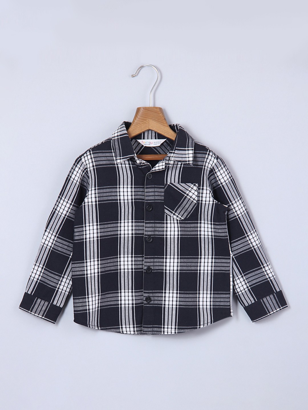 

Beebay Boys Black Tartan Checked Casual Shirt