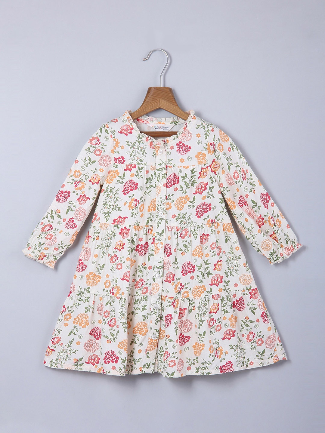 

Beebay White & Pink Floral A-Line Dress