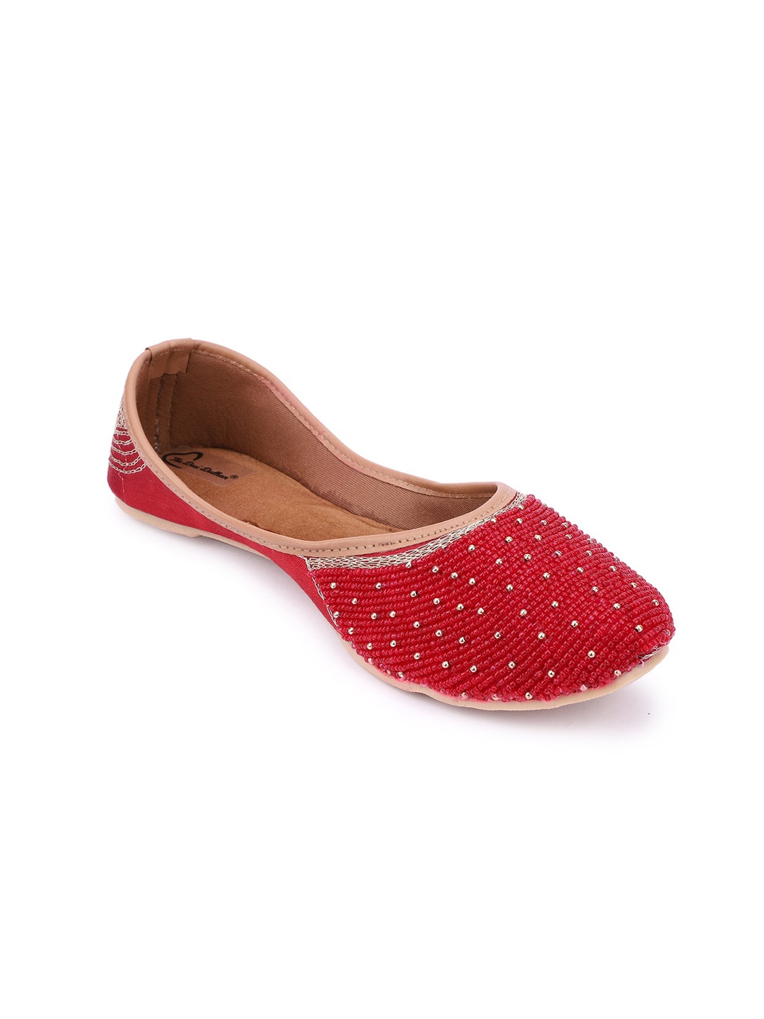 

The Desi Dulhan Women Maroon Ethnic Embellished Mojaris Flats