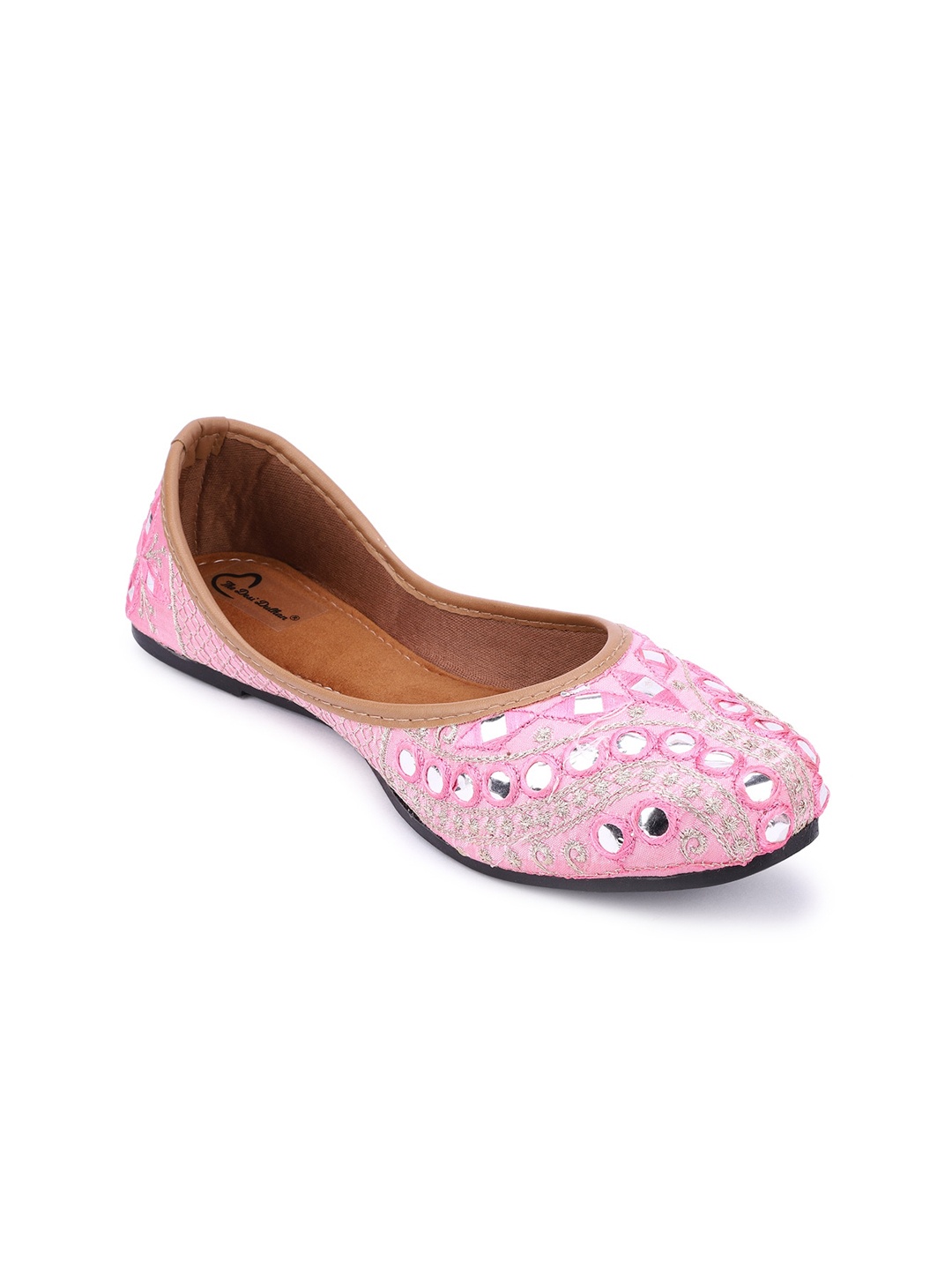 

The Desi Dulhan Women Pink Embellished Ethnic Mojaris Flats