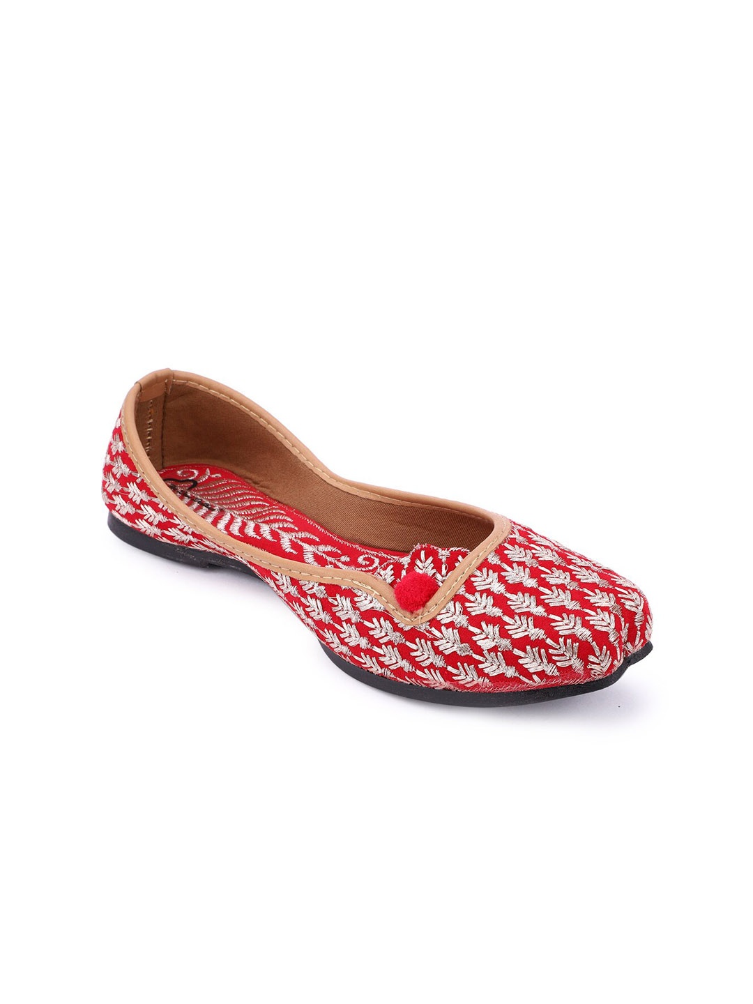 

The Desi Dulhan Women Red Embellished Ethnic Ballerinas Flats