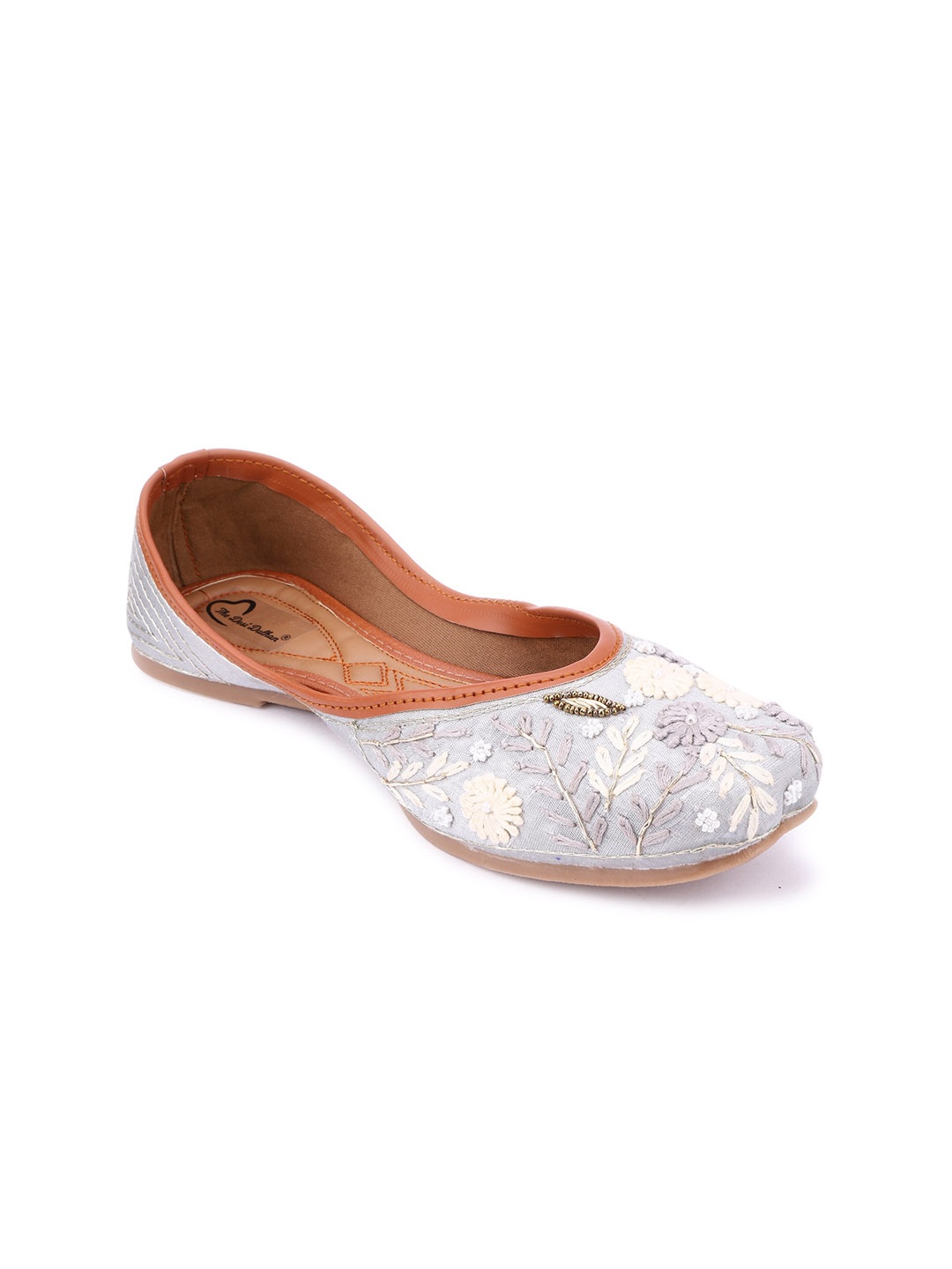 

The Desi Dulhan Women Grey Embellished Ethnic Embroidered Ballerinas
