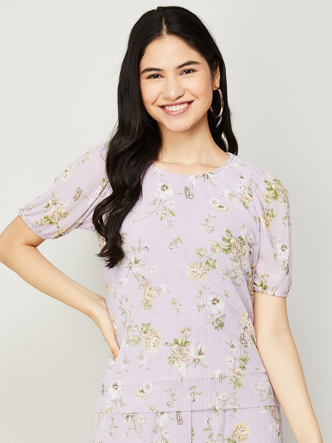 

CODE by Lifestyle Women Purple Floral Print Top