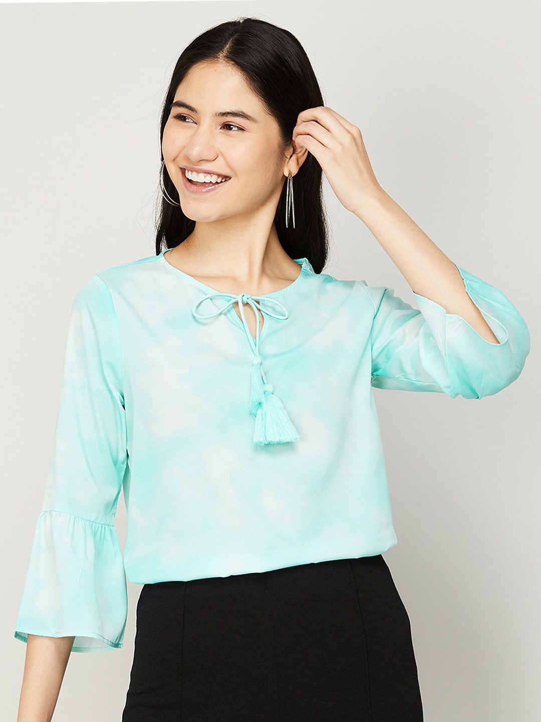 

Fame Forever by Lifestyle Blue Tie-Up Neck Top