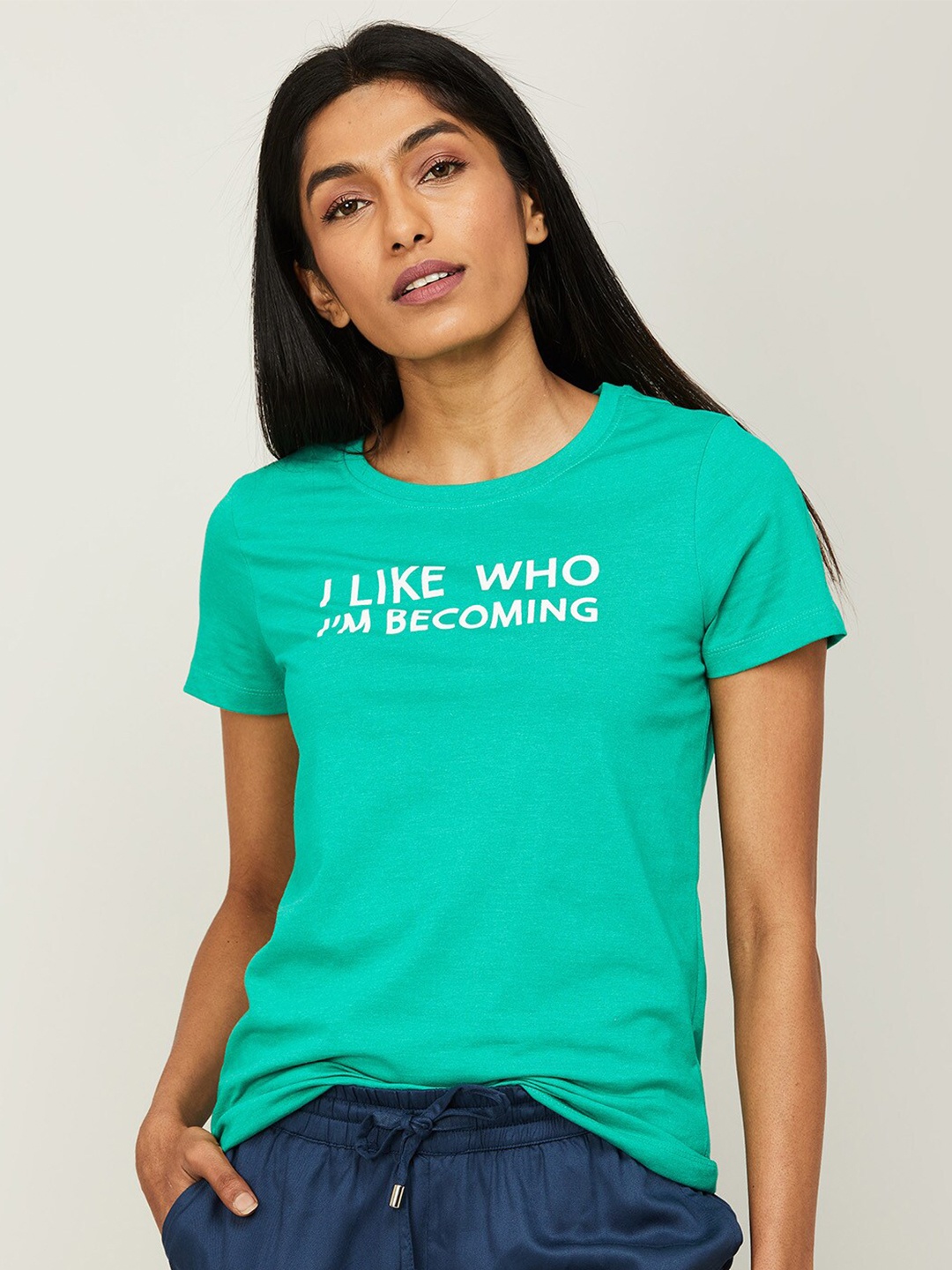 

Fame Forever by Lifestyle Women Green Print Top