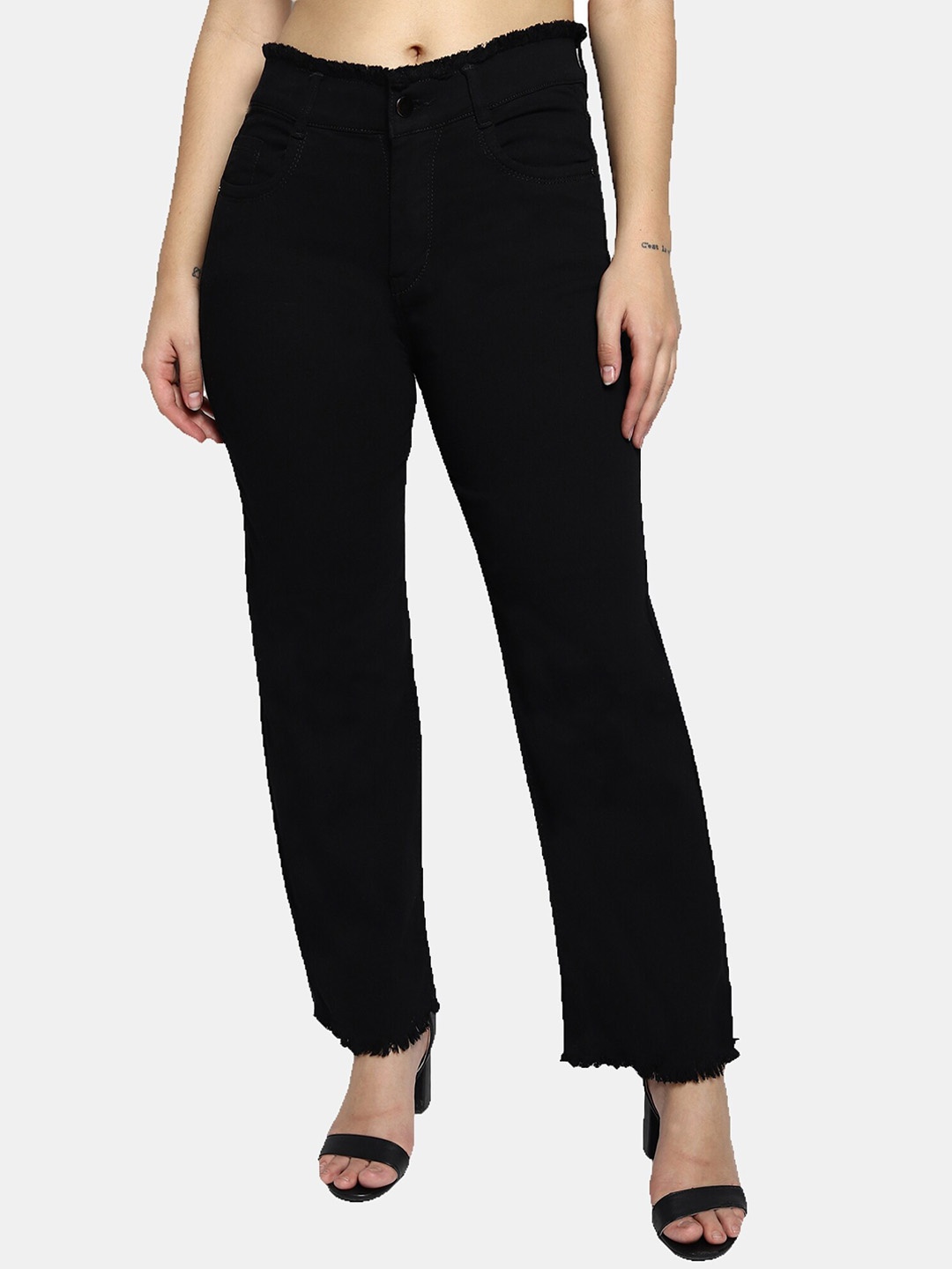 

LIVE OK Women Boyfriend Fit High-Rise Stretchable Jeans, Na