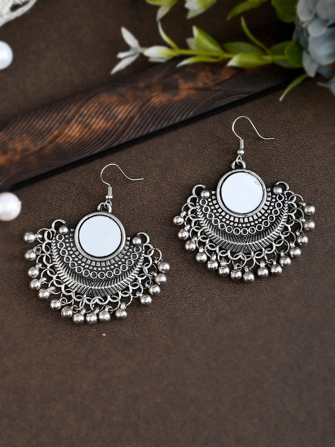

Shoshaa Silver-Plated Crescent Shaped Drop Earrings