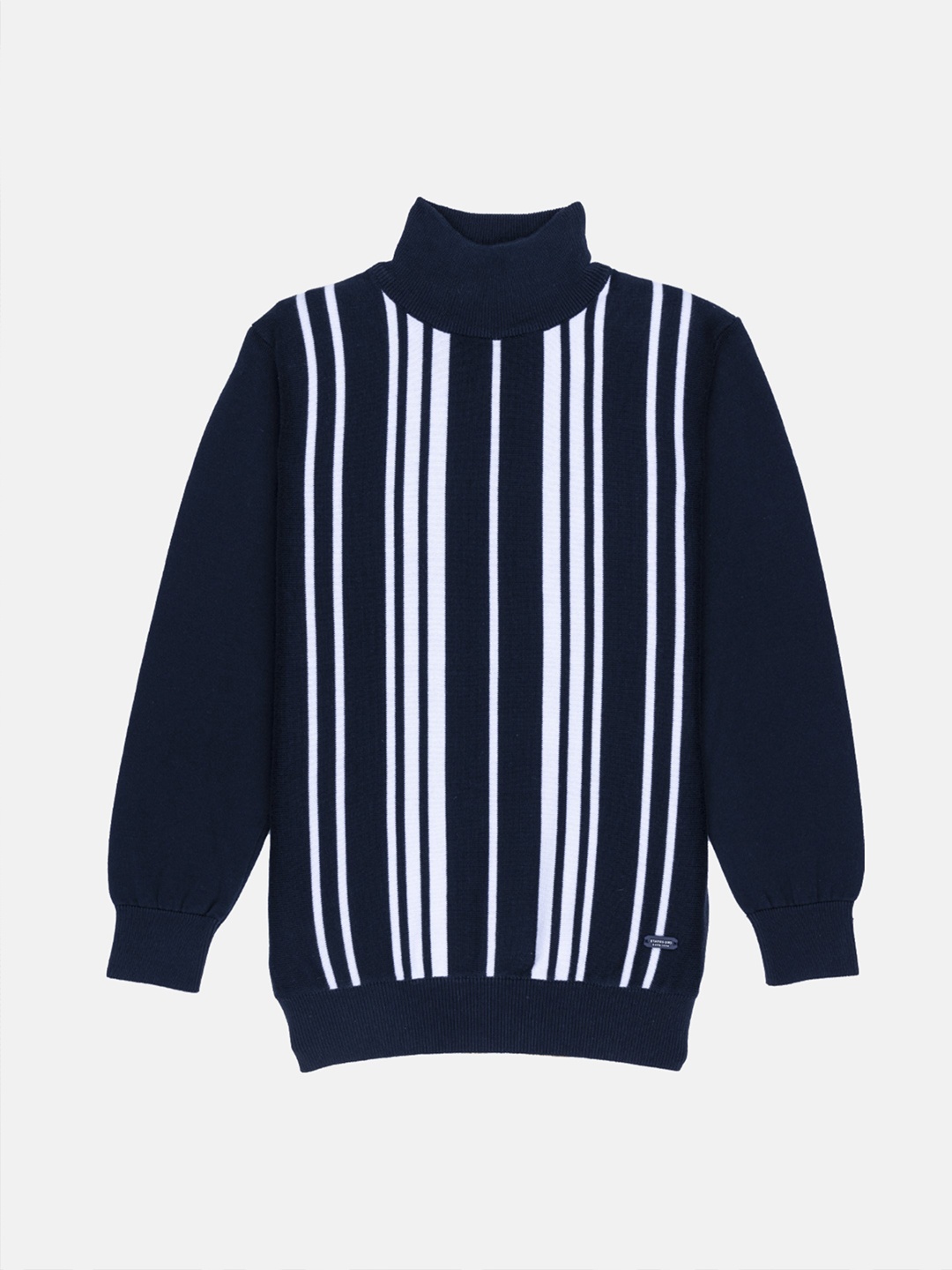 

Status Quo Boys Navy Blue & White Striped Pullover Sweater