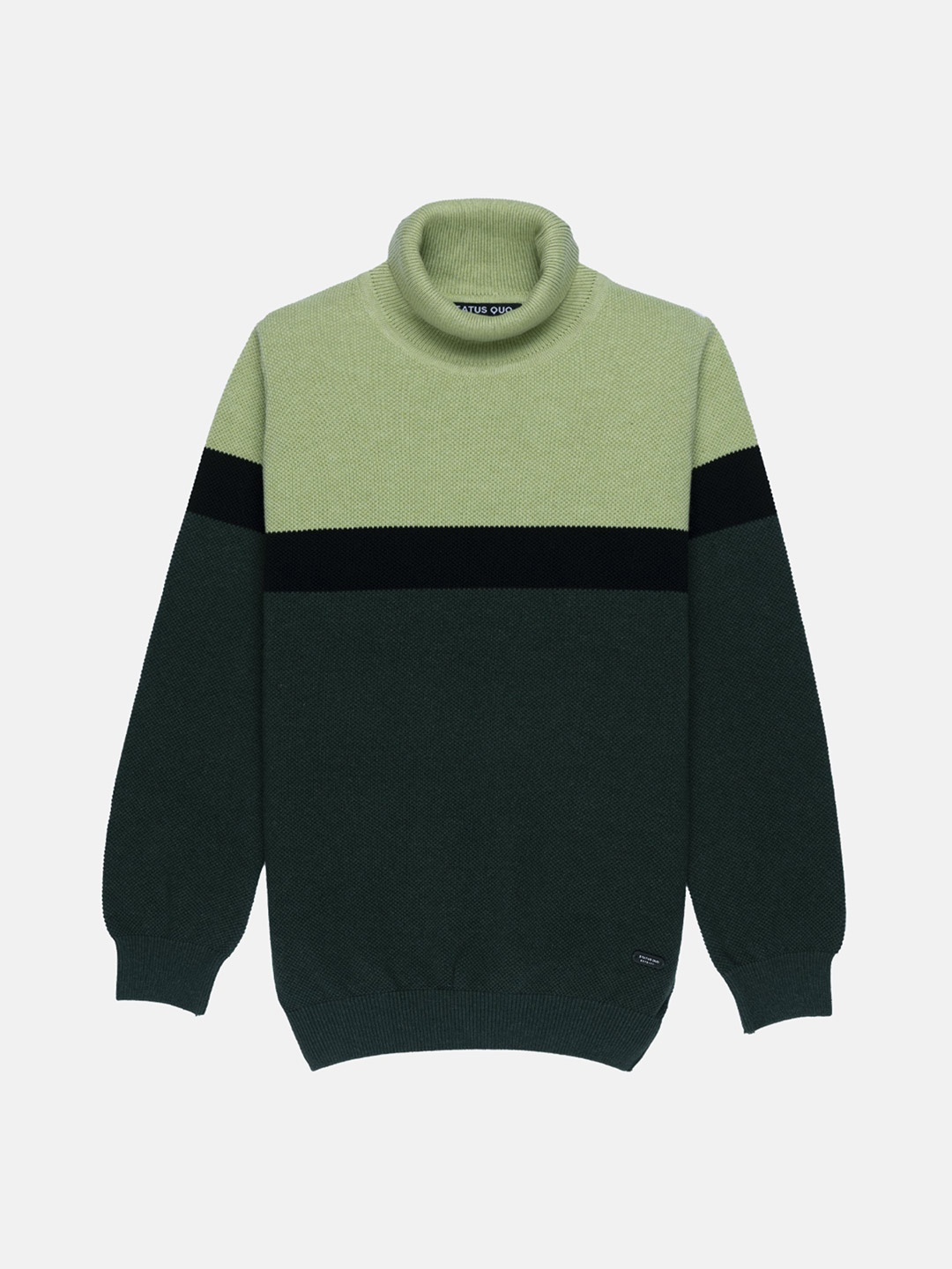 

Status Quo Boys Olive Green & Black Colourblocked Pullover