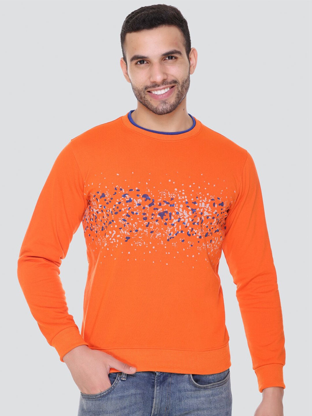 

Obaan Men Orange Printed Sweatshirt