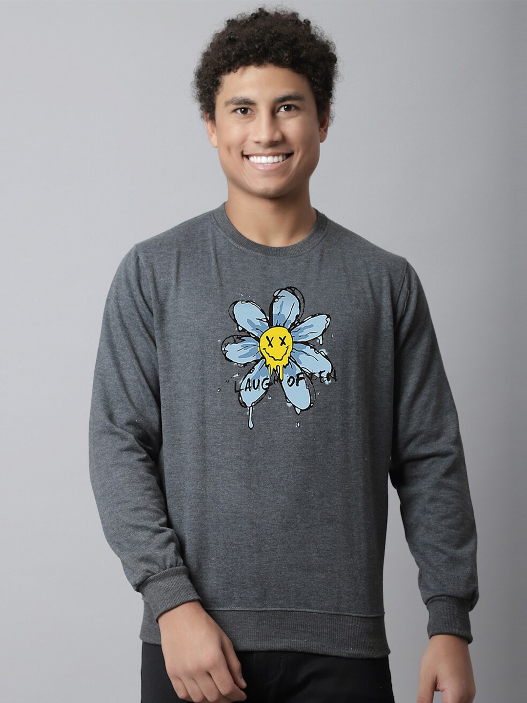 

Obaan Men Grey Printed Sweatshirt