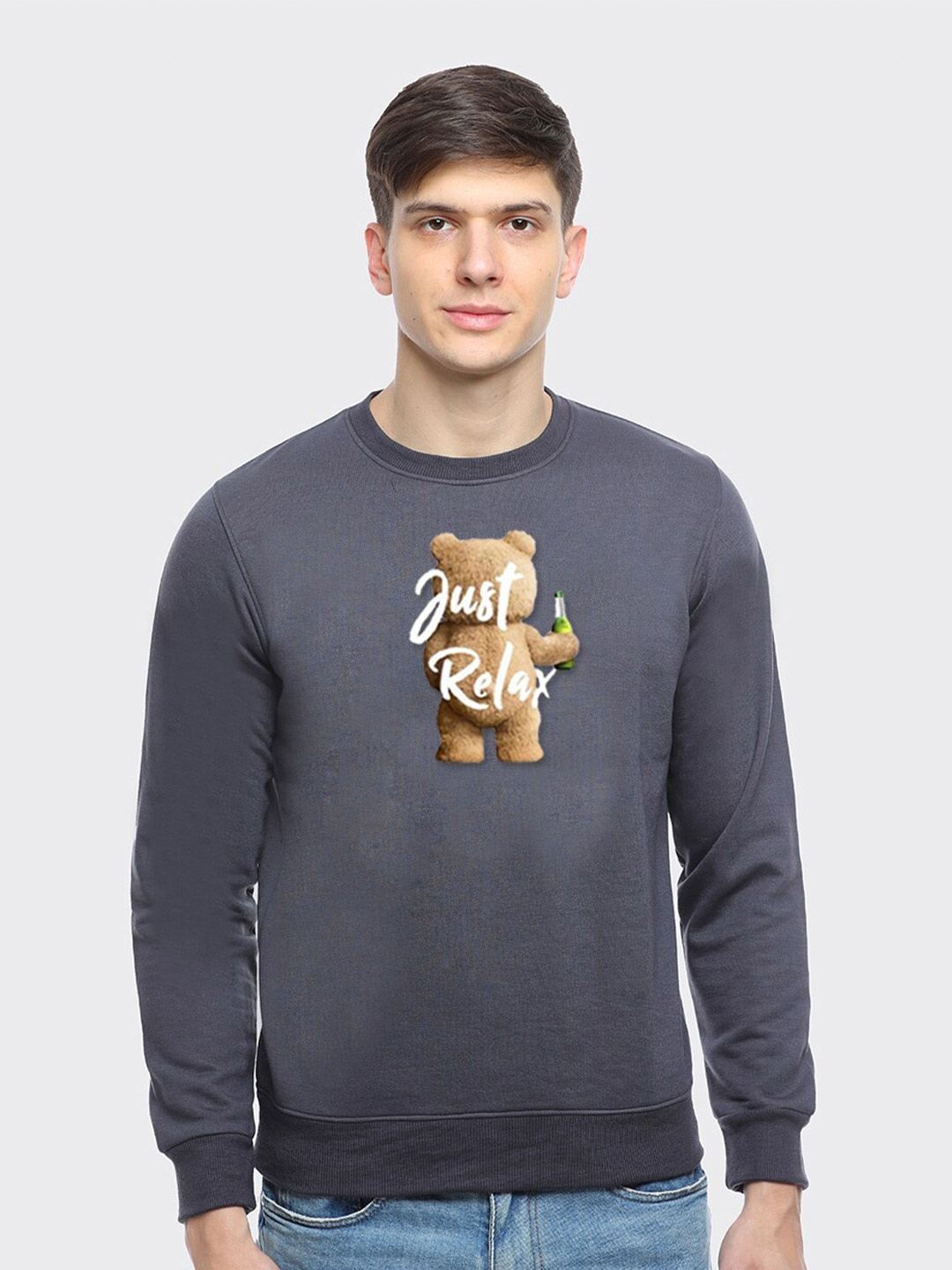 

Obaan Men Grey Printed Sweatshirt