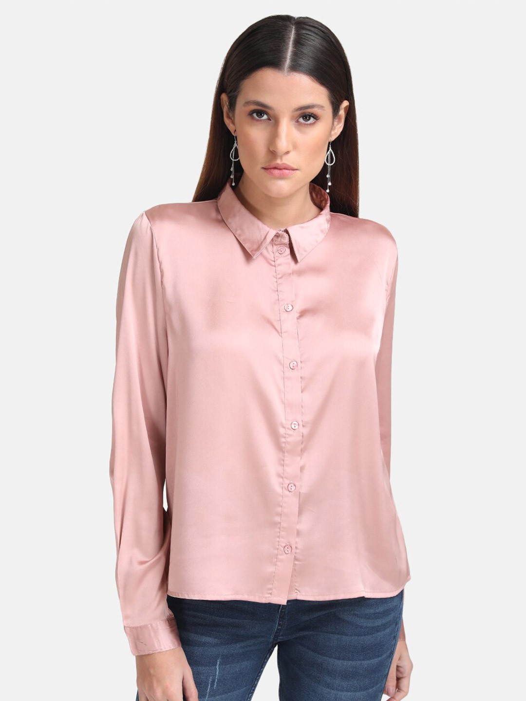 

Kazo Women Pink Classic Slim Fit Shirt