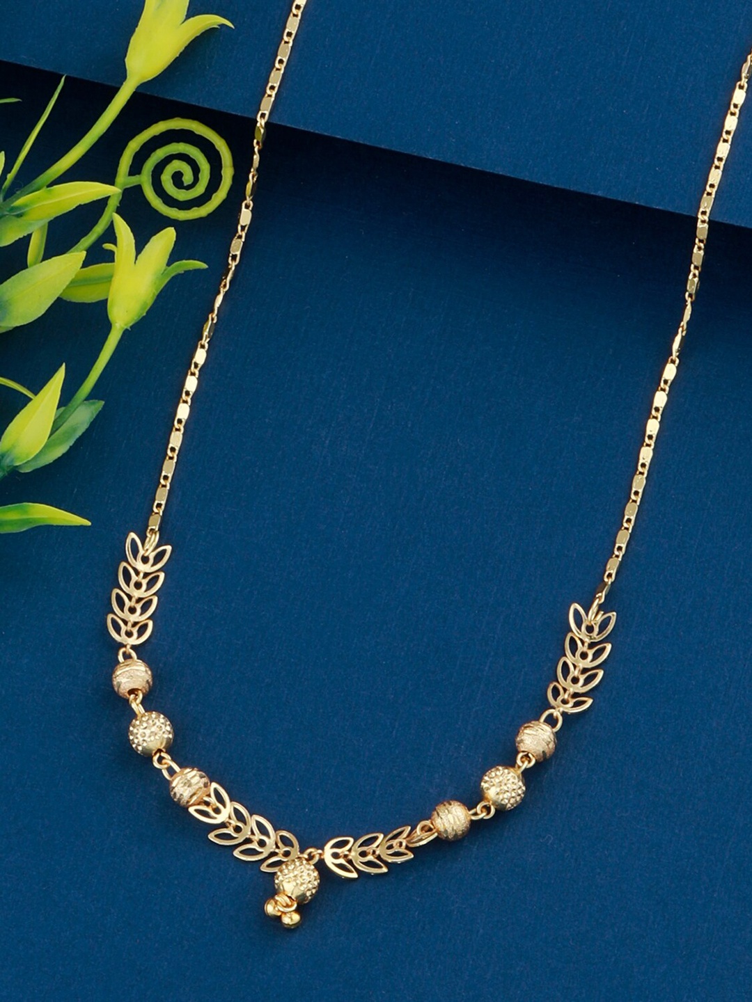 

Silver Shine Gold-Plated Leaf Design Mangalsutra