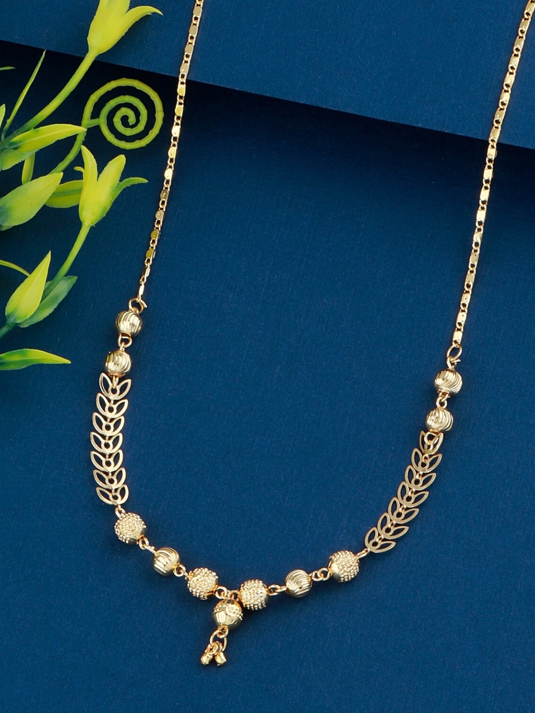 

Silver Shine Gold-Plated & Design Craved Mangalsutra