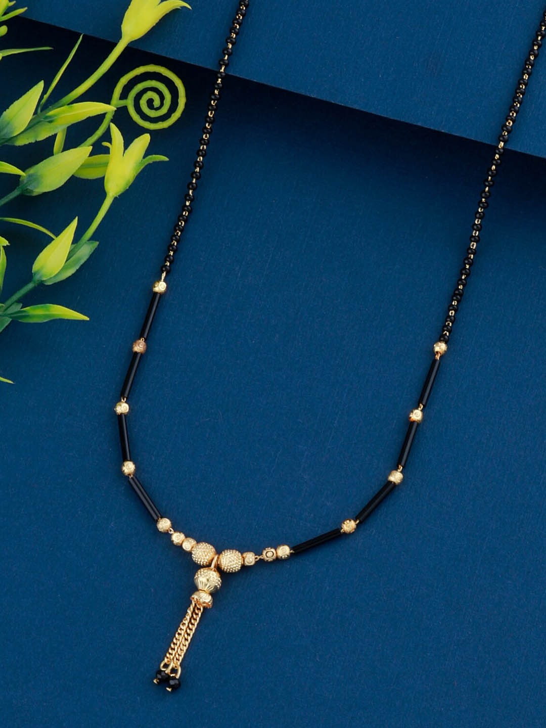 

Silver Shine Gold-Plated & Bead Studded Mangalsutra