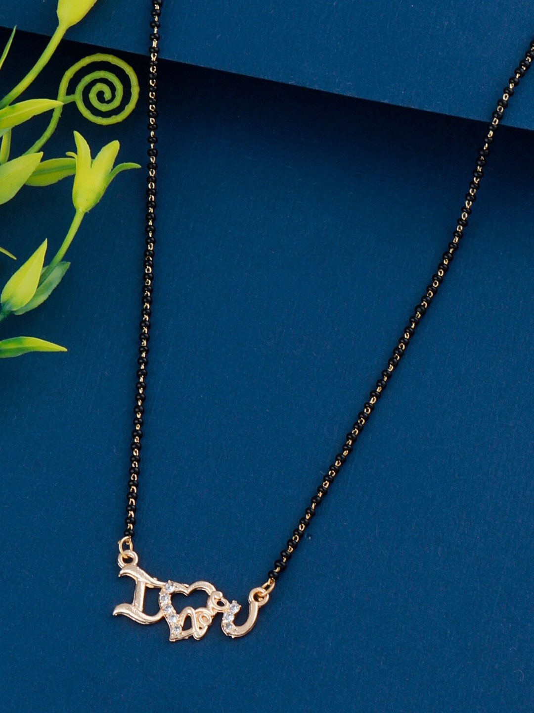 

Silver Shine Gold-Plated Stone & Bead Studded Mangalsutra