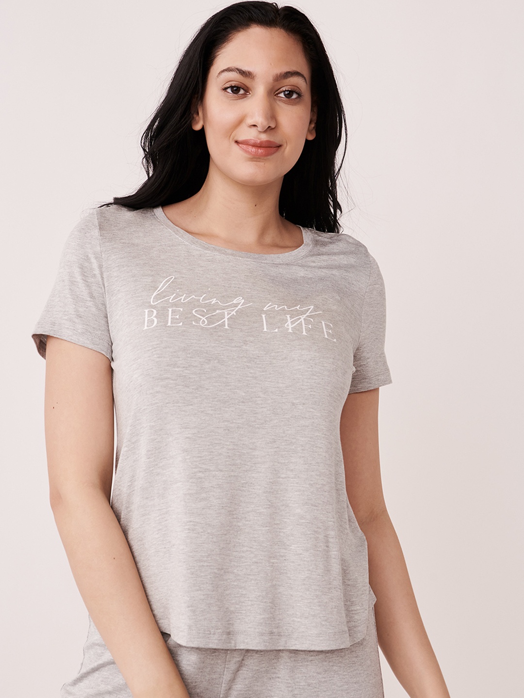 

La Vie en Rose Women Grey Printed Lounge T-shirt