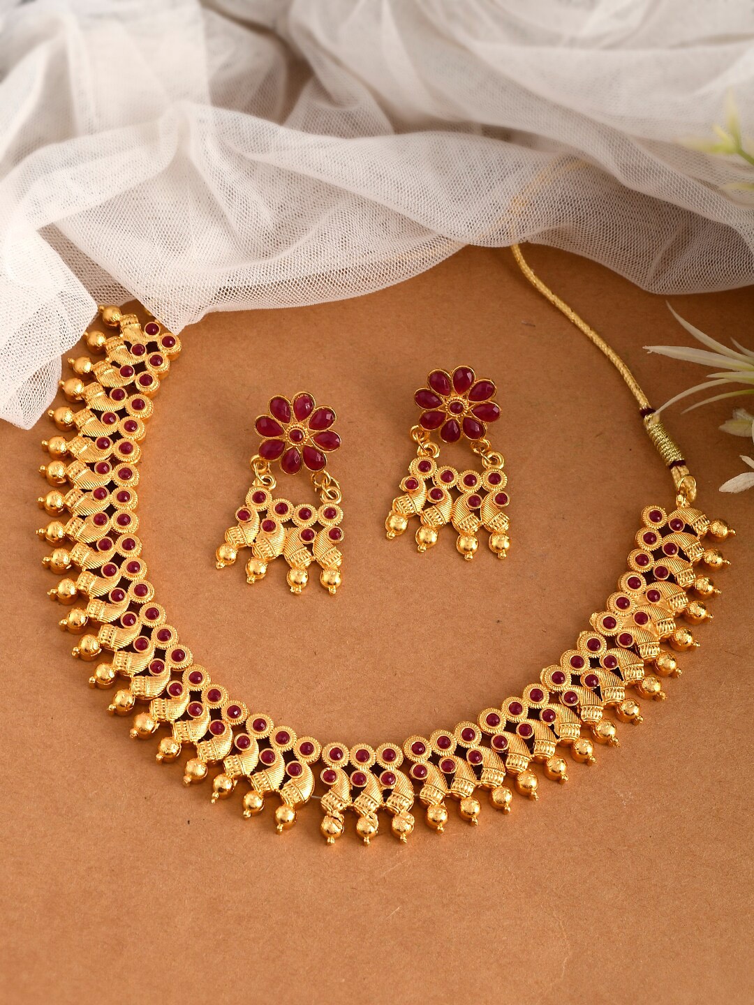 

Silvermerc Designs Gold-Plated CZ Studded Jewellery Set