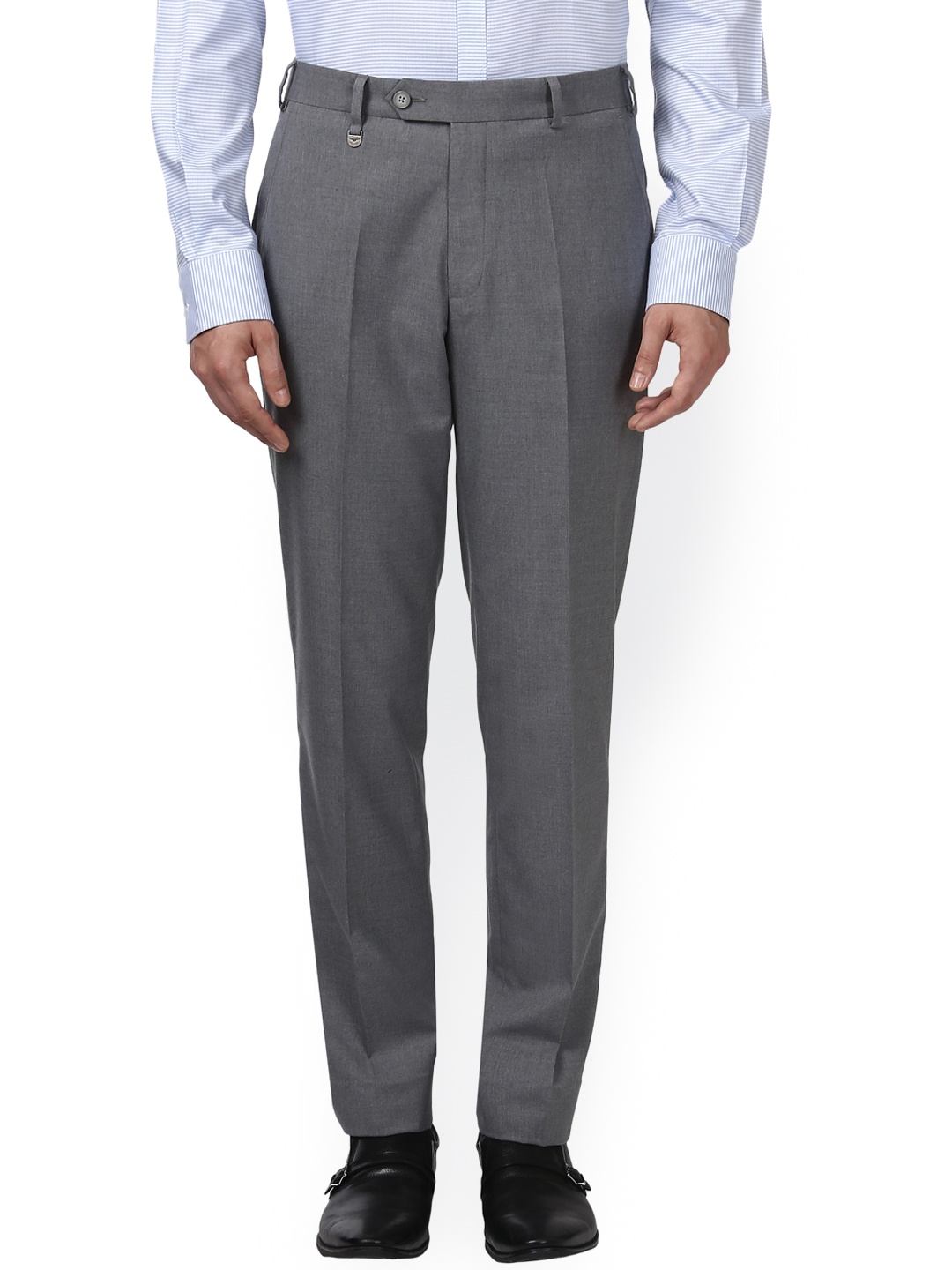 

Park Avenue Men Grey Regular Fit Solid Formal Trousers