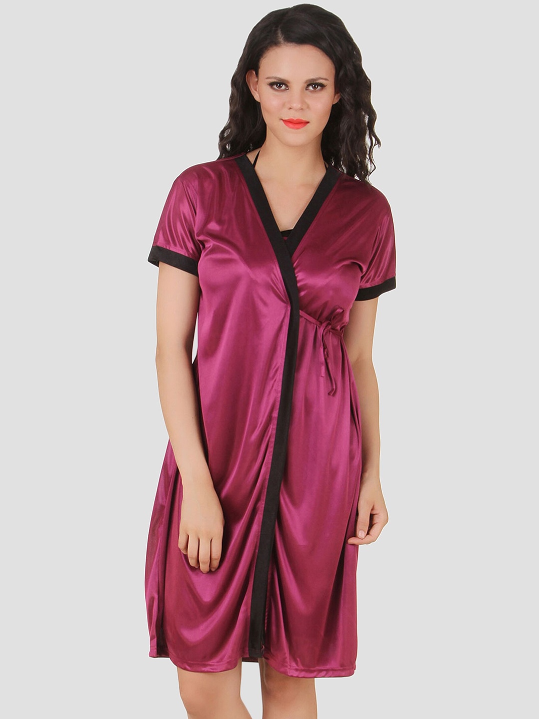 

Fasense Women Pink Solid Robe