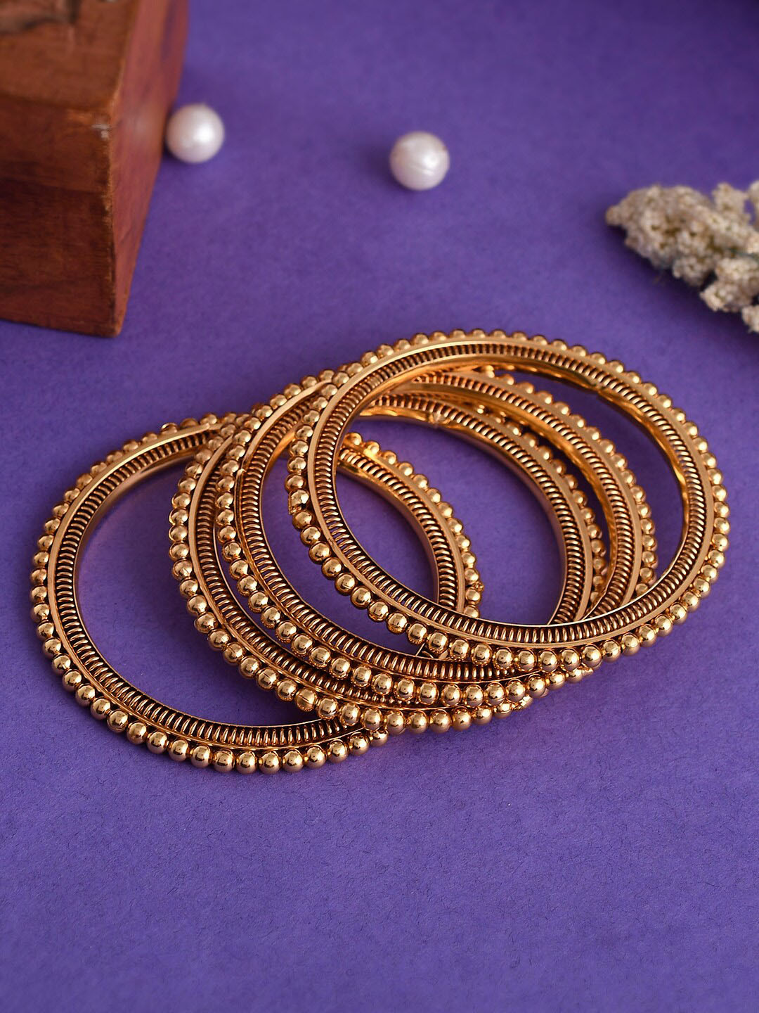 

Silvermerc Designs Set Of 4 Gold-Plated Gold-Colored Bangles