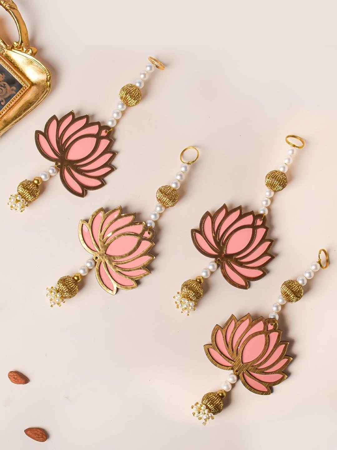 

Nestasia Set Of 4 Peach Colored Lotus Wall Decor