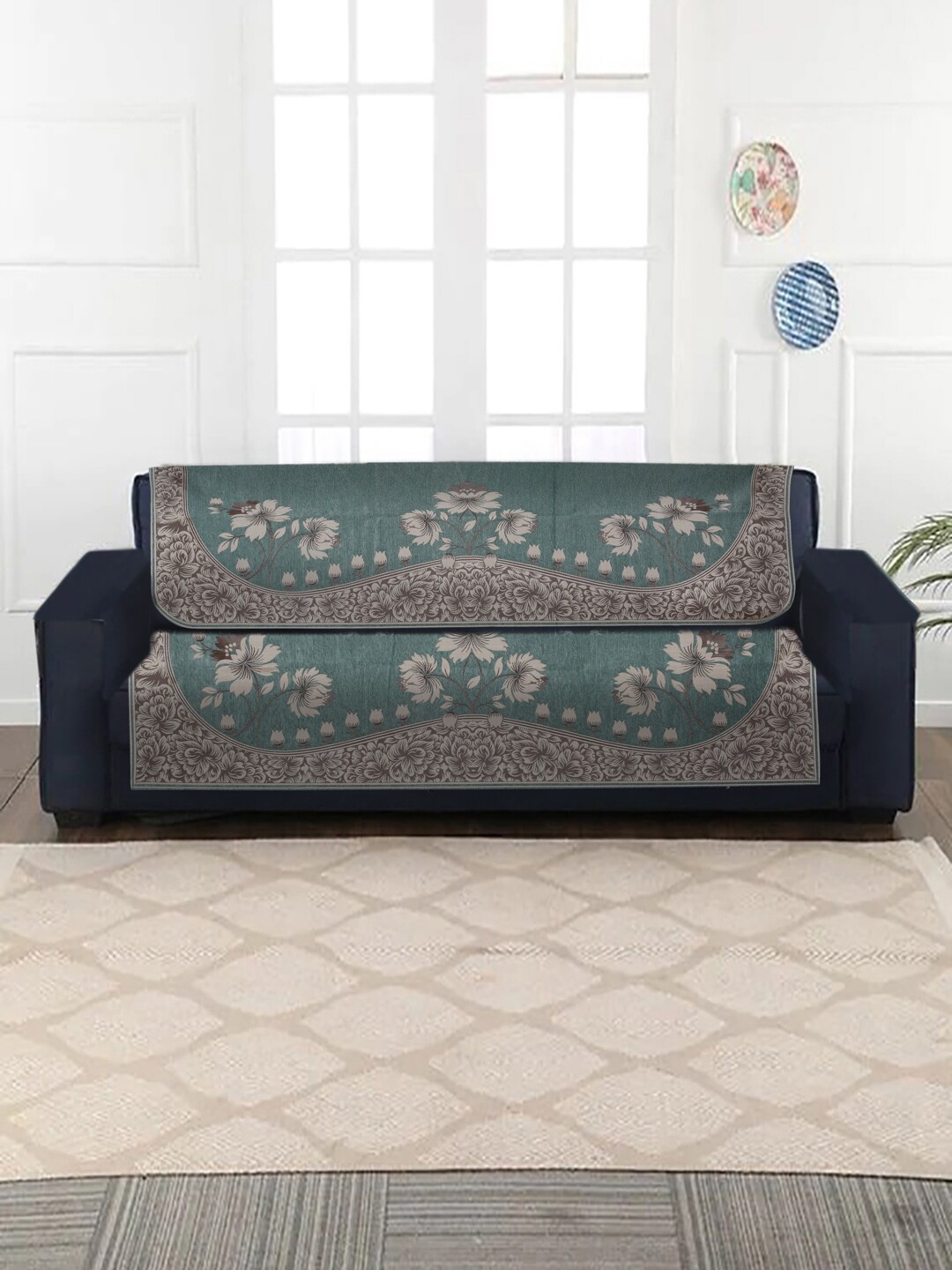 

MULTITEX Set Of 10 Printed 5 Seater Sofa Covers, Green