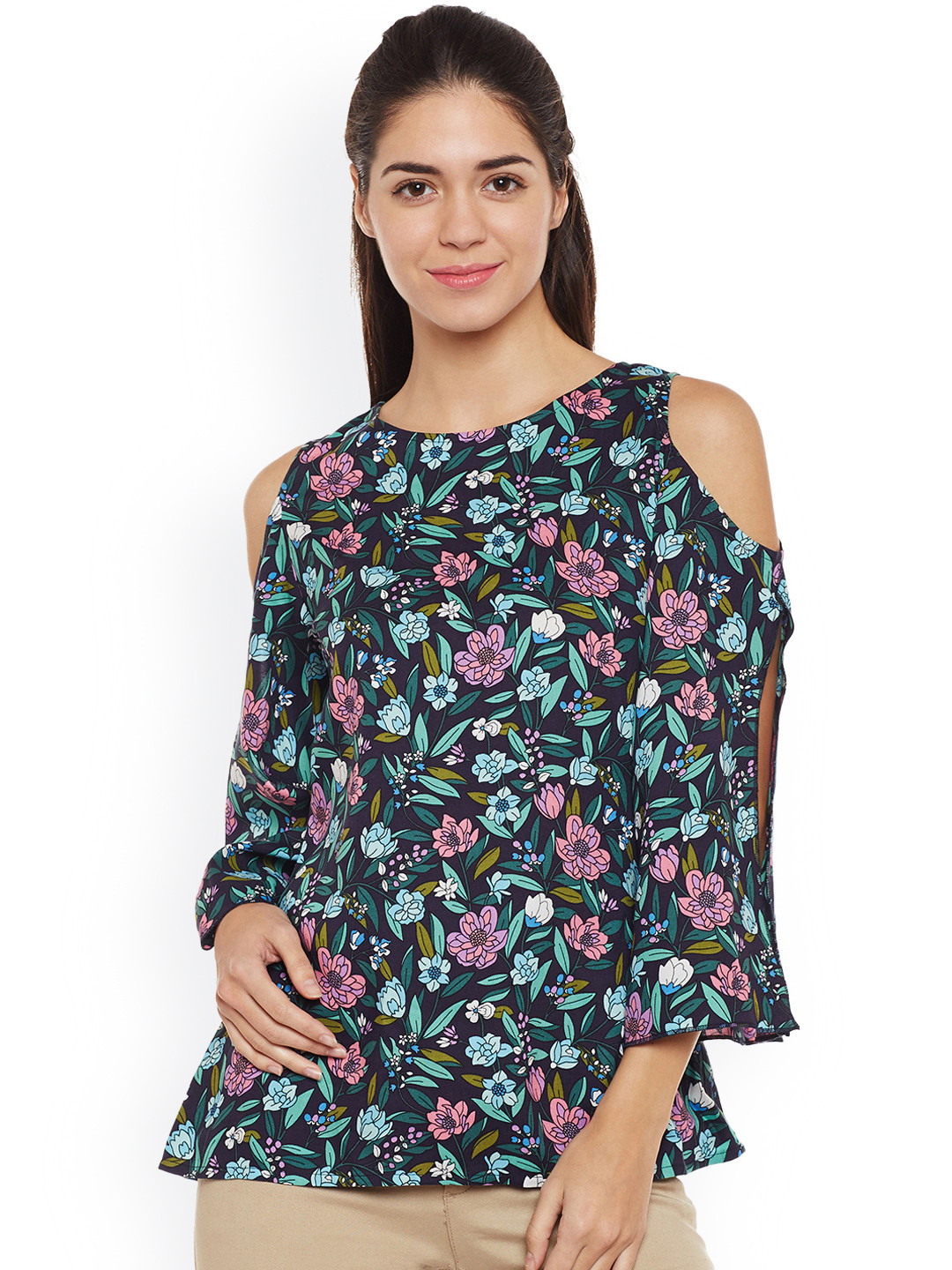 

WISSTLER Women Navy Blue Printed Top