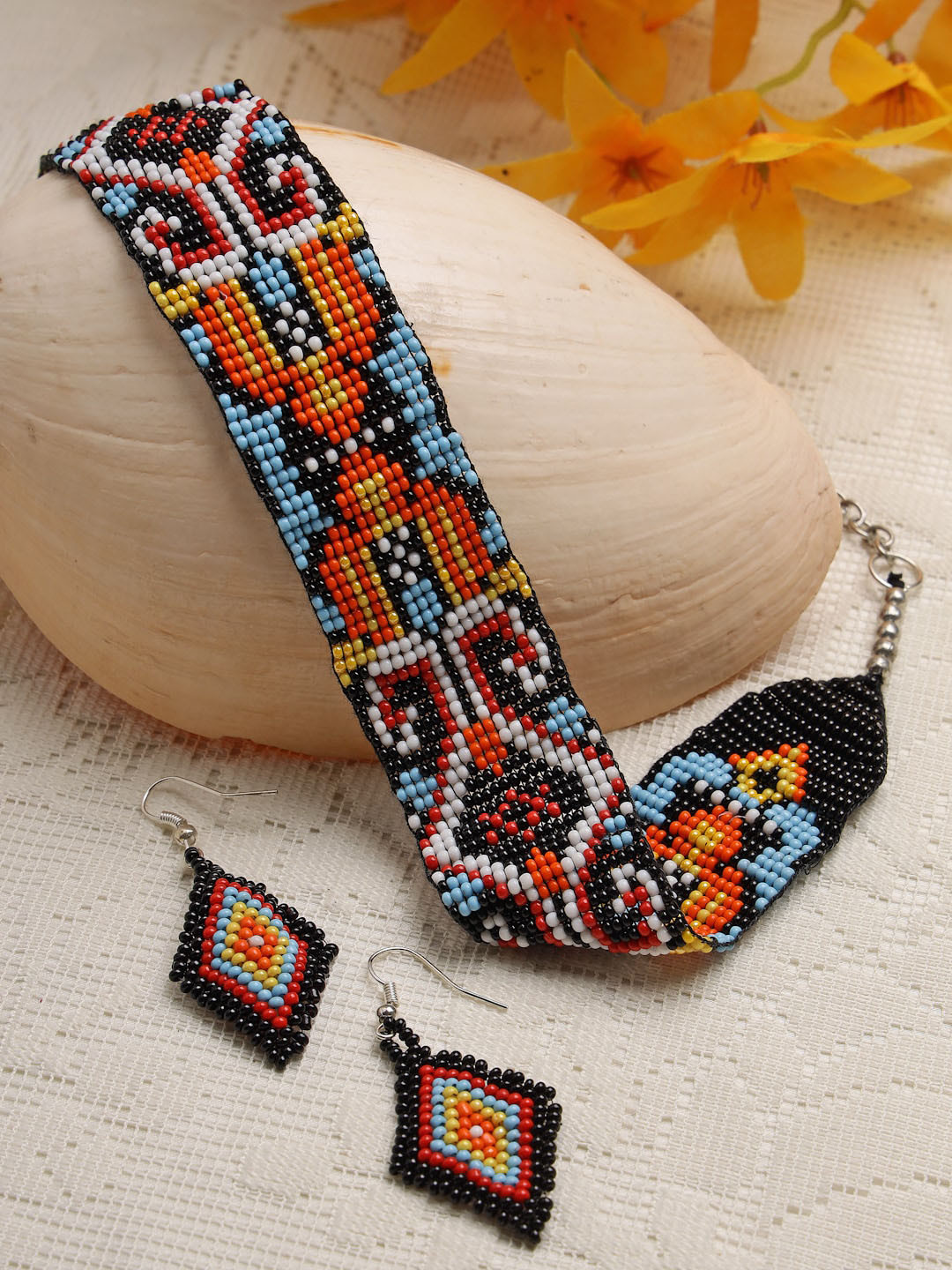 

Moedbuille Silver-Plated Black Stone-Studded & Beaded Choker Necklace Set