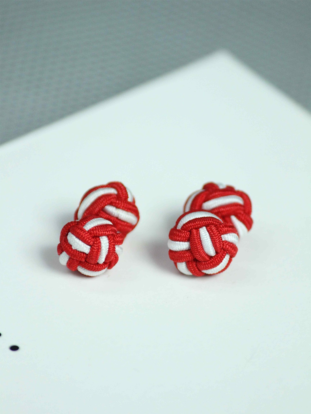 

Tossido Men Red & White Contemporary Cufflink