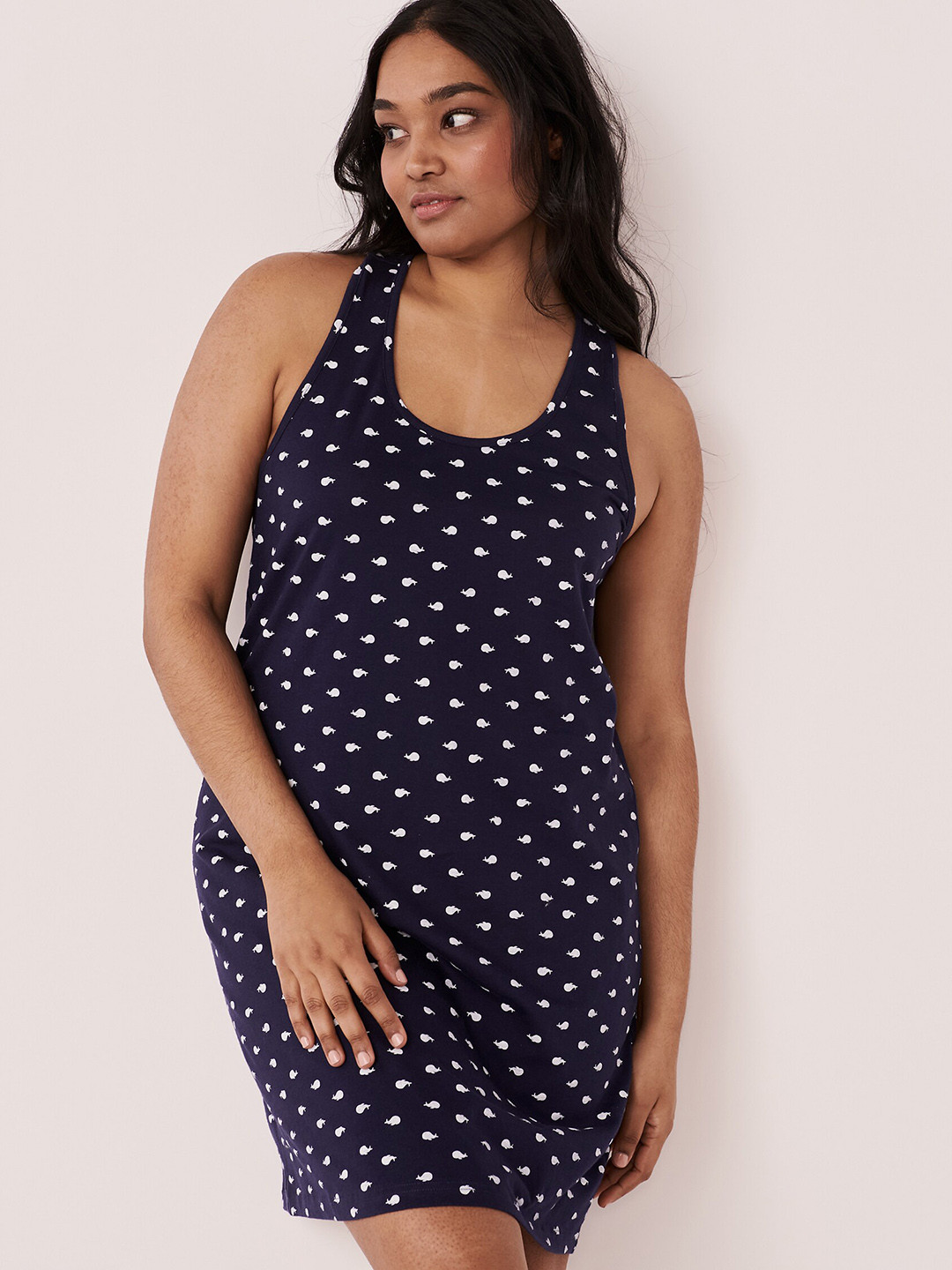 

La Vie en Rose Blue Cotton Polka Dot Printed Nightdress 40500181-P40112