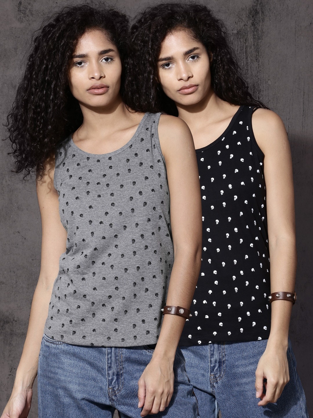 

Roadster Women Pack of 2 Pure Cotton T-shirts, Black