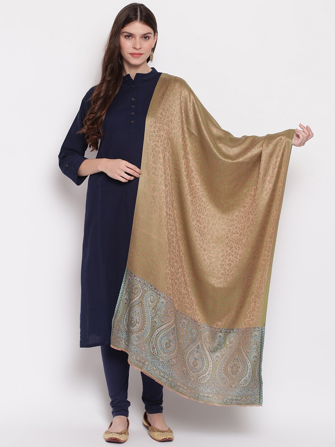 

Tossido Women Gold-Toned & Blue Woven Design Stole