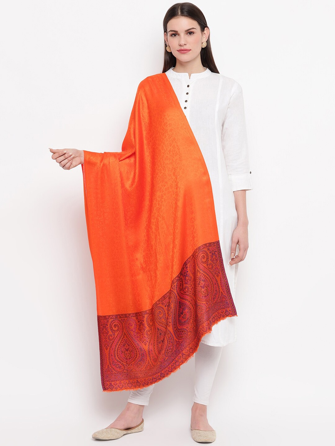 

Tossido Women Orange & Blue Ethnic Motif Printed Stole