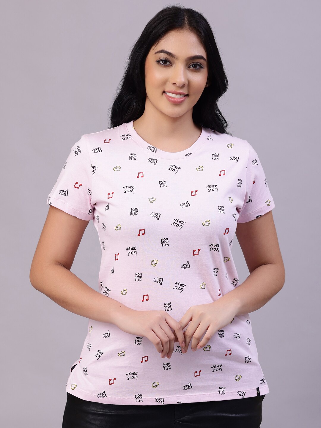 

TITTLI Women Pink Printed T-shirt