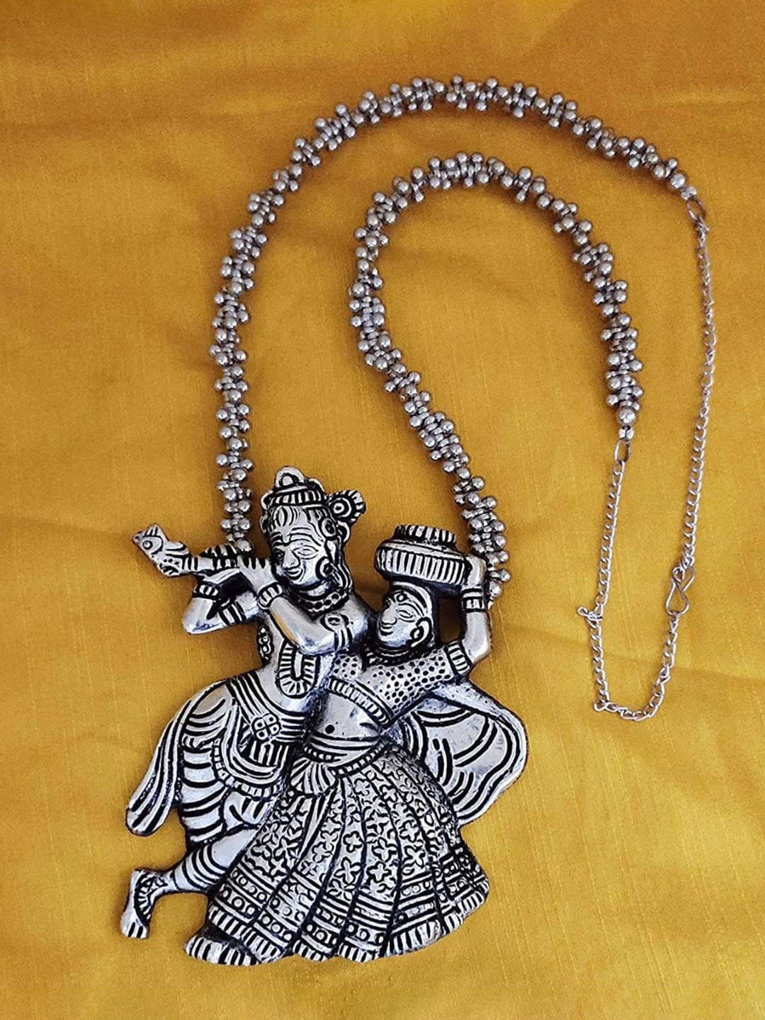 

Krelin Silver-Toned German Silver Brass-Plated Oxidised Necklace