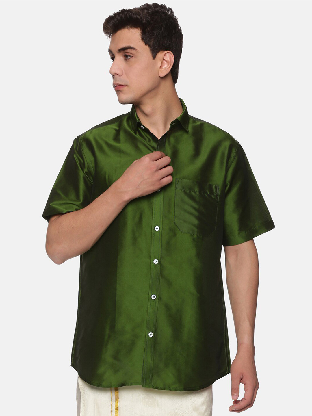 

Sethukrishna Men Olive Green Standard Casual Shirt