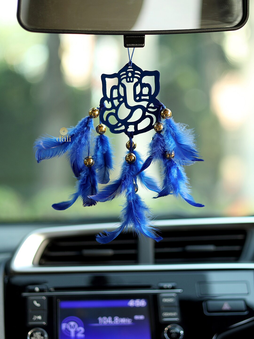 

DULI Blue Ganesha With Feathers Hanging Dream Catcher