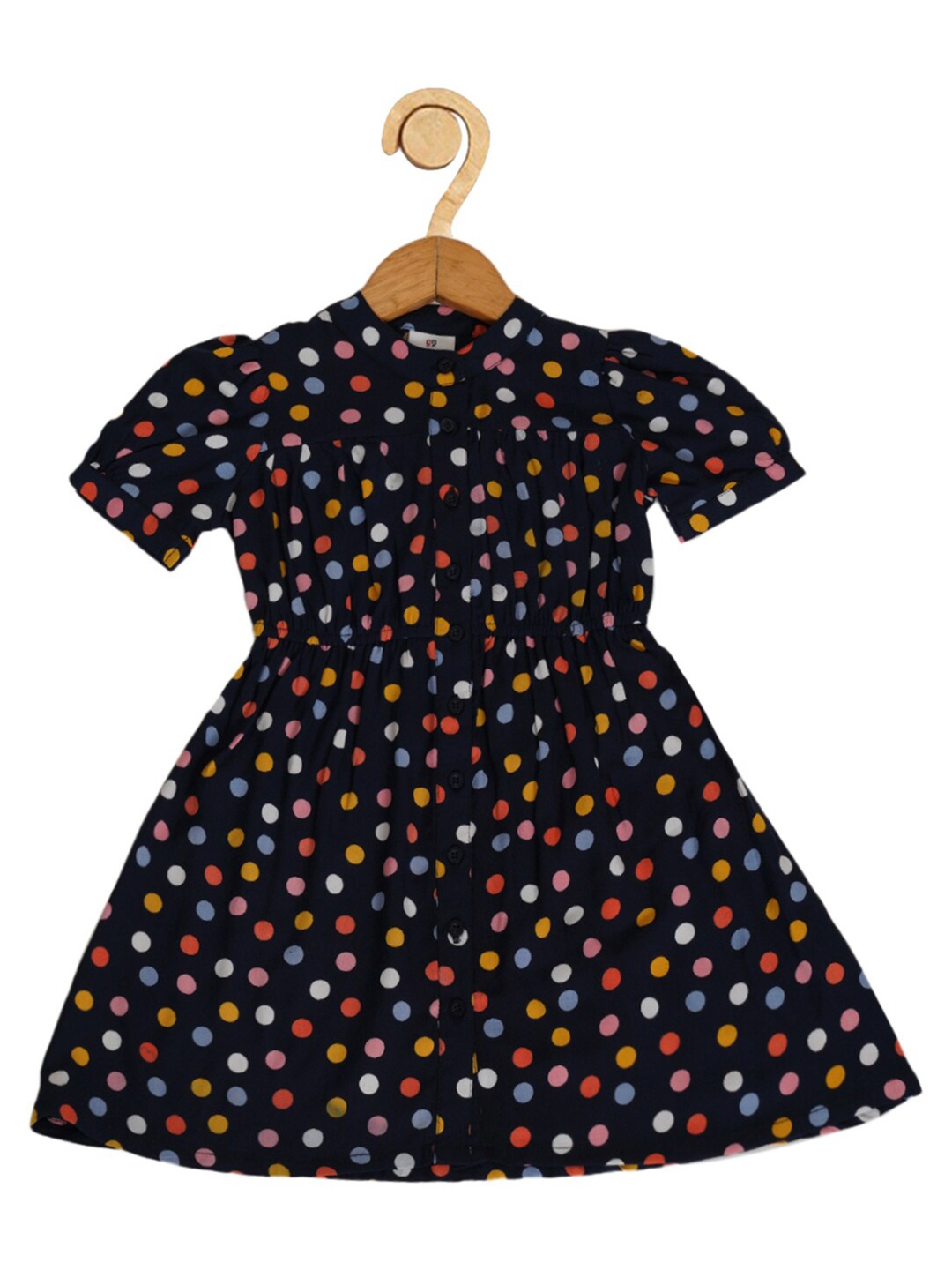 

Creative Kids Navy Blue Printed Fit & Flare Dress