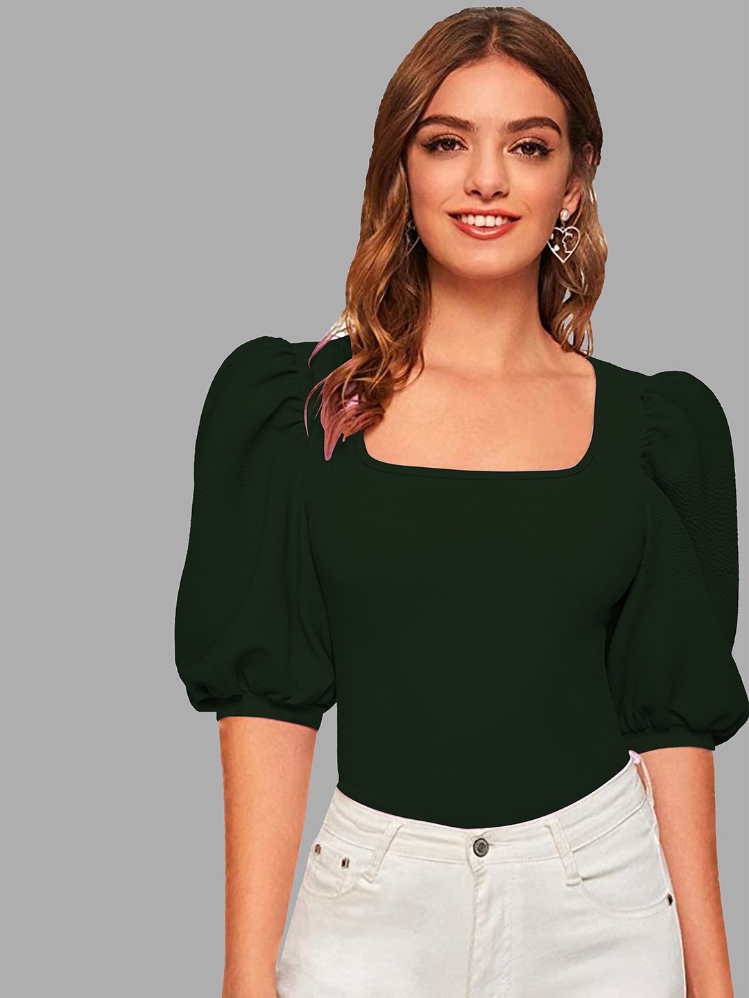 

Dream Beauty Fashion Women Green Puff Sleeved Top