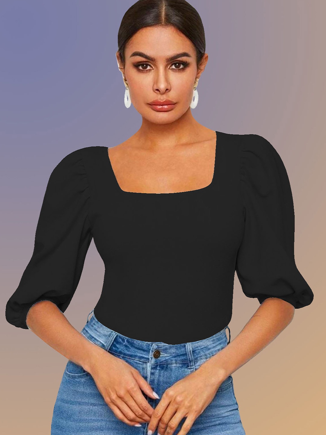 

Dream Beauty Fashion Women Black Puff Sleeved Top