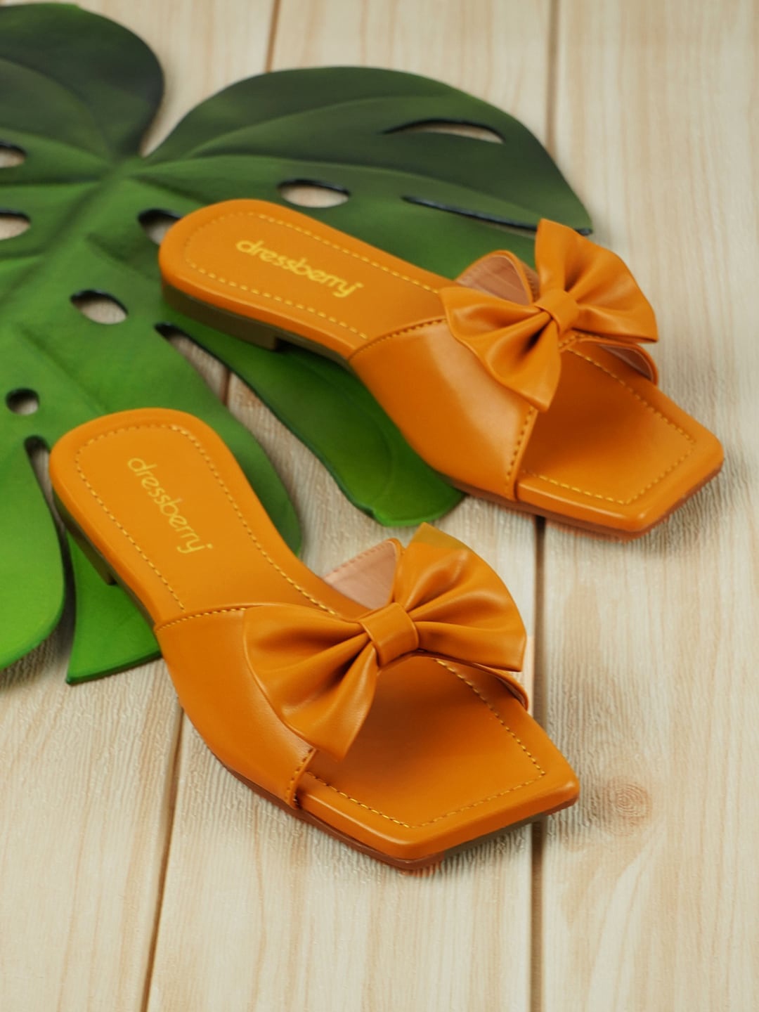 

DressBerry Women Mustard Open Toe Flats with Bows