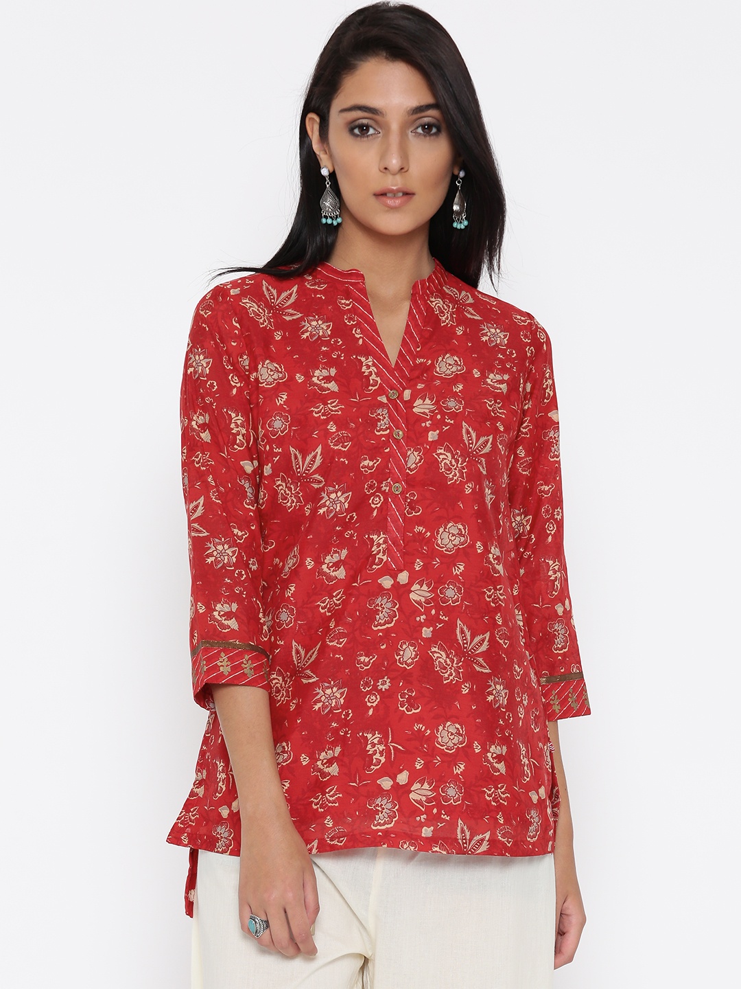 

Biba Red Floral Print Kurti