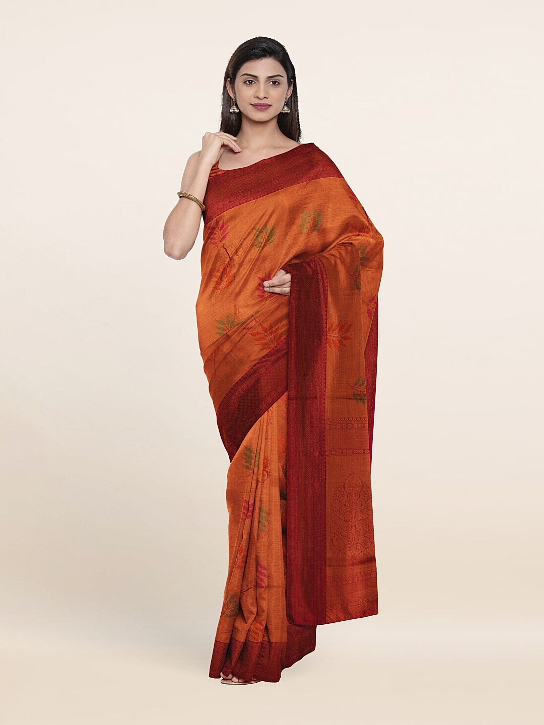 

Pothys Orange & Maroon Woven Design Zari Art Silk Saree