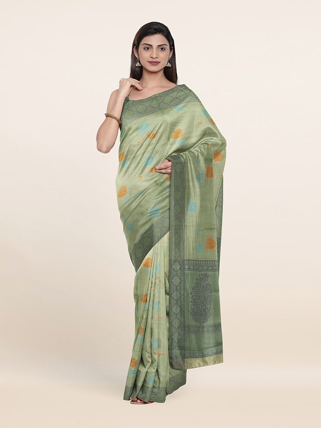 

Pothys Green & Yellow Woven Design Zari Art Silk Saree