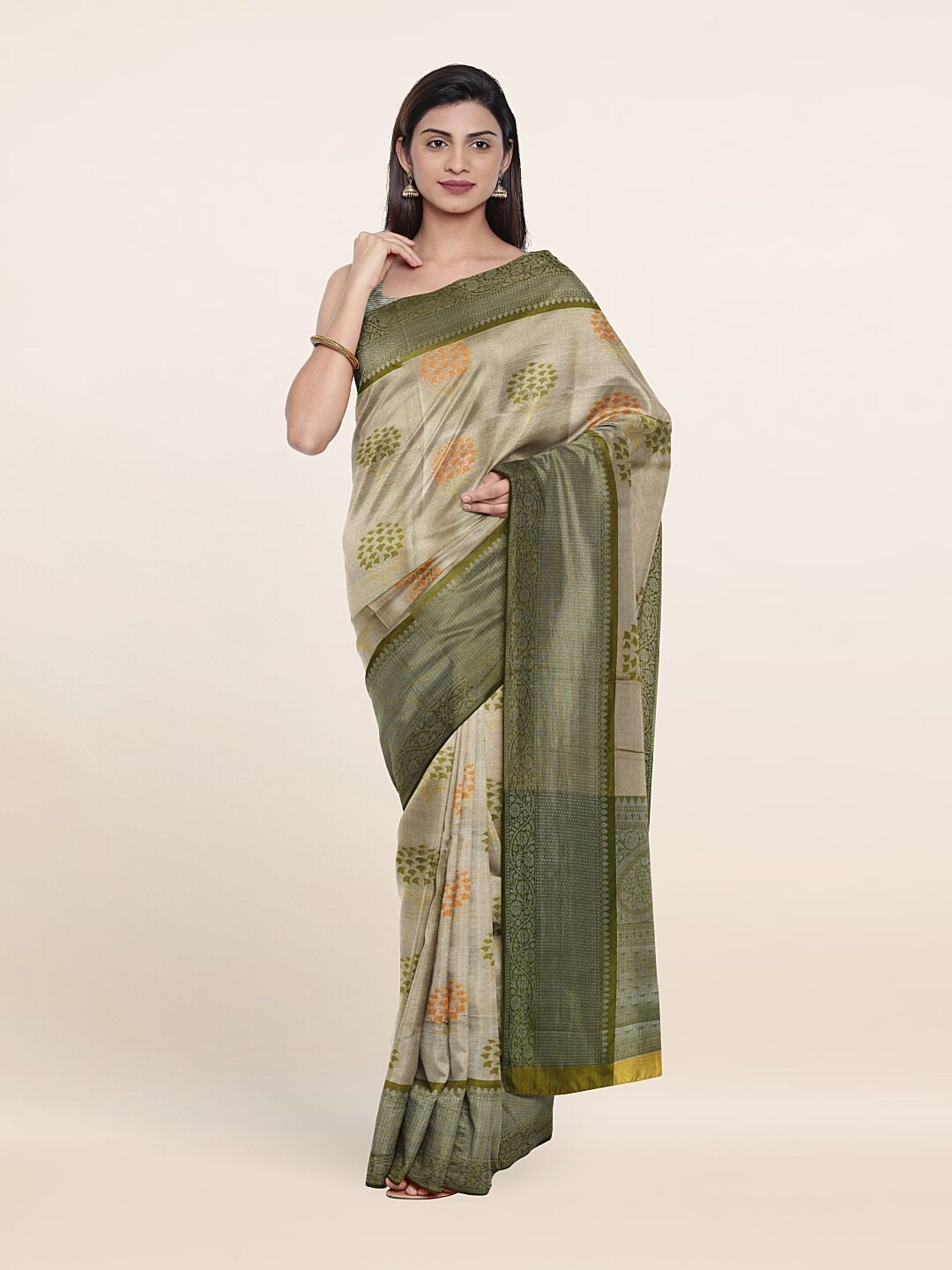 

Pothys Green & Orange Woven Design Zari Art Silk Saree